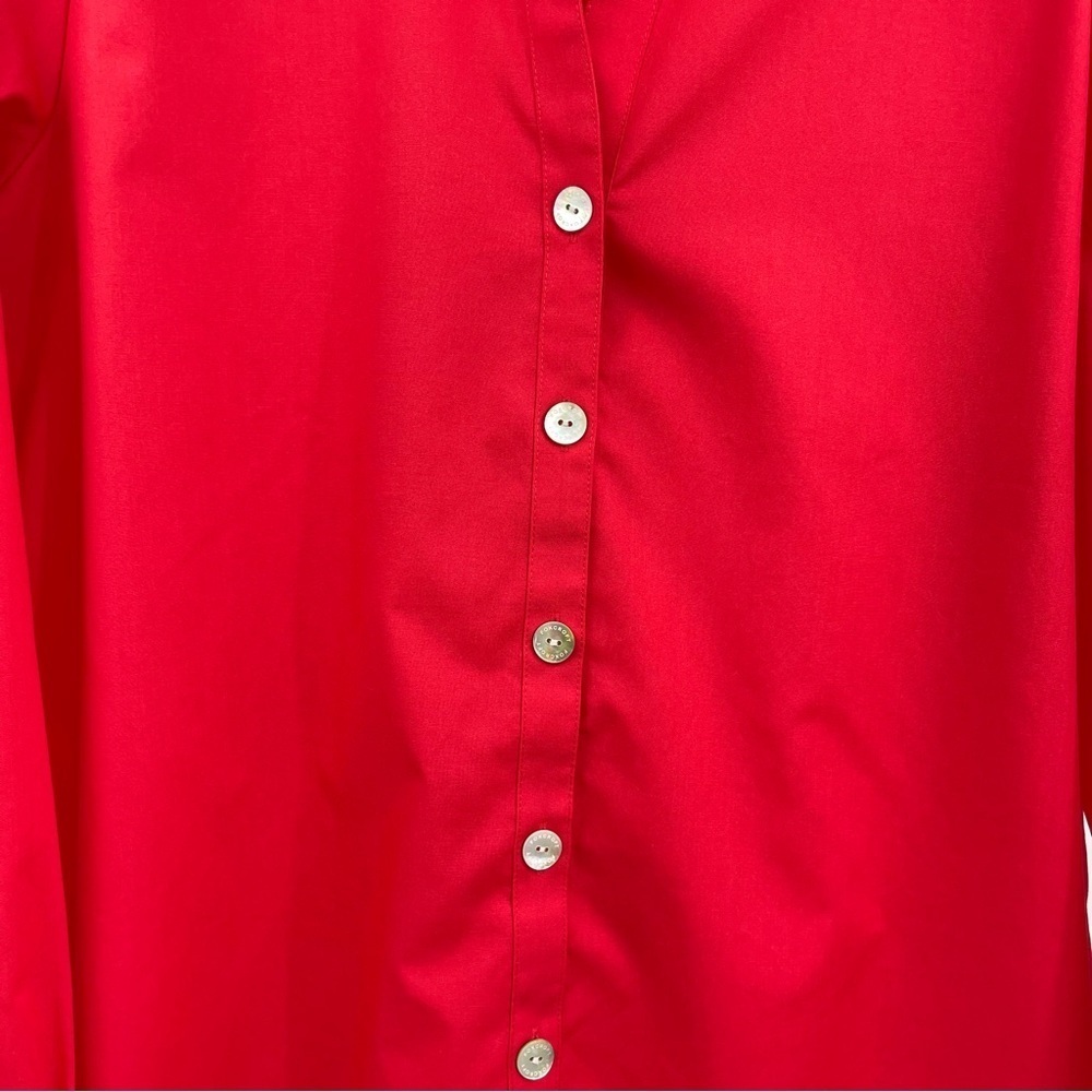 Foxcroft Womens Size 18 wrinkle Red button down shirt blouse Y neck top - Picture 8 of 8